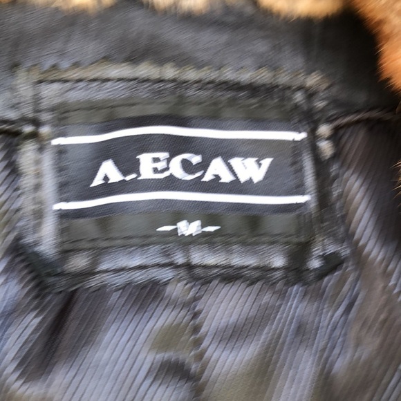A. ECAW French Design Leather/Fur Coat Jacket Size Medium - Picture 10 of 17